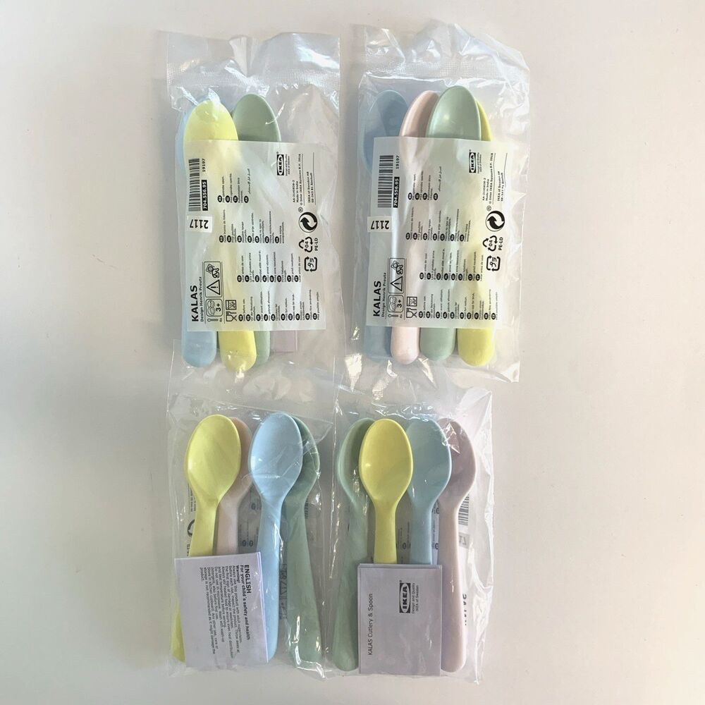 Lot 4 pack IKEA KALAS Pastel Child Kid Spoons Set 16 piece New